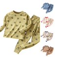 thumbnail image 1 of REDARER Unisex Kids 2 Piece Sleep Set Double Layer Pure Cotton Bear Print Crew Neck Long Sleeve Warm Loungewear Pajamas Homewear,12-18 Months, 1 of 3
