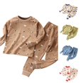 thumbnail image 1 of REDARER Unisex Kids 2 Piece Sleep Set Double Layer Pure Cotton Bear Print Crew Neck Long Sleeve Warm Loungewear Pajamas Homewear,4-5 Years, 1 of 3