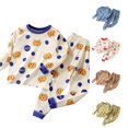 thumbnail image 1 of REDARER Unisex Kids 2 Piece Sleep Set Double Layer Pure Cotton Bear Print Crew Neck Long Sleeve Warm Loungewear Pajamas Homewear,4-5 Years, 1 of 6