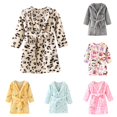 thumbnail image 1 of REDARER Unisex Kids Bath Robe Soft Thick Coral Classic Attached Hood Leopard Print Adjustable Tie Waist Front Pockets Loungewear Sleepwear,4-5 Years, 1 of 4