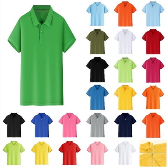 REDARER Unisex Kids Boys Girls Short Sleeve Polo Shirt, Soft Pique Fabric Button Closure Versatile Daily Casual Shirt