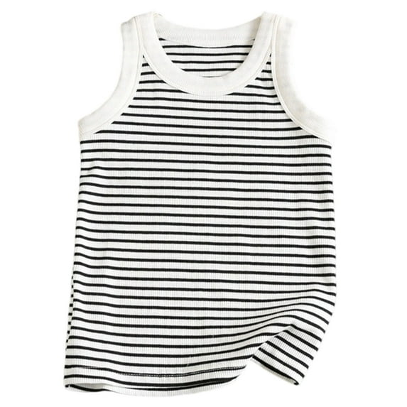 REDARER Unisex Kids Cotton Ribbed Sleeveless Tank Top - Turtleneck Summer Layering Undershirt Daily Outing Casual Loungewear Top,4-5 Years