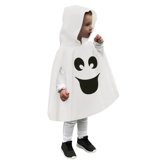 REDARER Unisex Kids Hooded Ghost Cape Cloak Cartoon Ghost Print Lightweight Poncho Accessory for Halloween Trick or Treat Party Cosplay Dress Up,18-24 Months