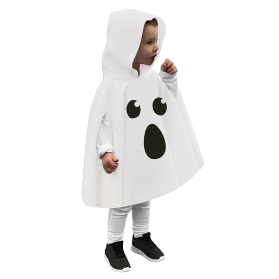 REDARER Unisex Kids Hooded Ghost Cape Cloak Cartoon Ghost Print Lightweight Poncho Accessory for Halloween Trick or Treat Party Cosplay Dress Up,18-24 Months