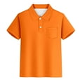 thumbnail image 1 of REDARER Unisex Kids Polo Shirt - Gentleman Style Flip Collar Button With Pocket Summer Casual Holiday Versatile Top,7-8 Years, 1 of 4