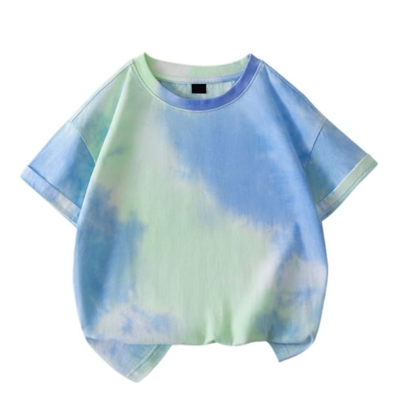 REDARER Unisex Kids Tie Dye Tee - Trendy Short Sleeve Summer Casual Comfortable Breathable Toddler Daily Wear Fashion Outfit Top,7-8 Years