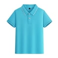 thumbnail image 1 of REDARER Unisex Striped Polo Shirt - Gentleman Style Collar Short Sleeve Summer Kids Casual Holiday Versatile Top,9-10 Years, 1 of 4