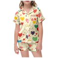 thumbnail image 1 of REDARER Valentine's Day Shorts Pajama Set for Kids, Satin Fabric with Heart Print & Pocket,3-4 Years, 1 of 4