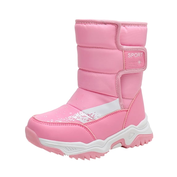REDARER Winter Boots with Plush Lining, Thickened Sole Kids Snow Boots, Hook Loop Closure Non- Outdoor Footwear,Size:9-9.5 Years