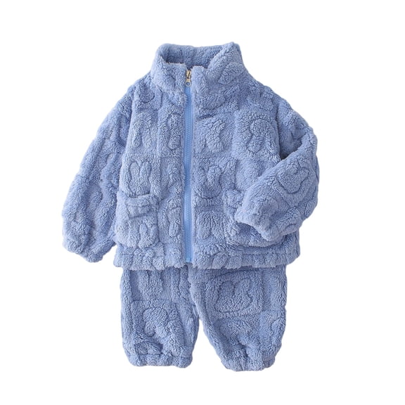 REDARER Winter Girls Pajama Two Piece Outfit Cozy Flannel Thermal Loungewear for Toddler and Kid Sleepwear,Kids Clothing,Size:0-1 Years