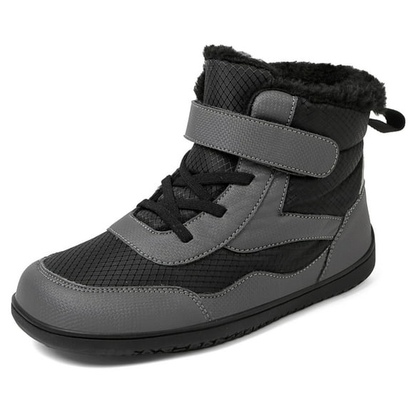 REDARER Winter Kids Snow Boots - Waterproof Thermal Lined Thick Sole Non- Solid Color Sporty Booties for All Day Warmth,Color:Grey,Size:7-8 Years