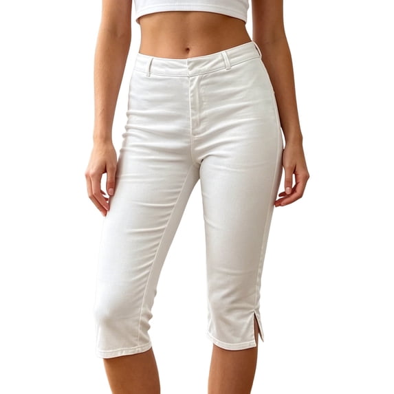REDARER Women's High Waist Slim Fit Capri Pants Soft Stretchy Control Top Cropped Leggings for Daily Wear,M