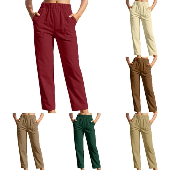 REDARER Womens Corduroy Pants Elastic Waist Straight Leg Trousers with Pockets for Casual Everyday,3XL