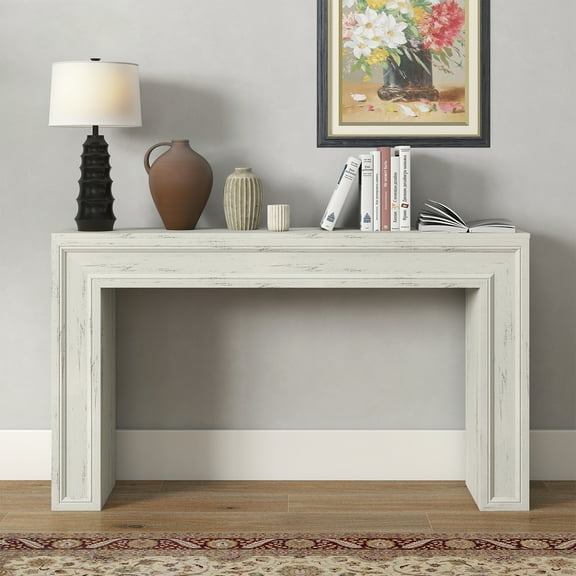 REDAYFUR 55" Long Console Table, Wooden Sofa Table Behind The Couch, Entryway Table for Entrance, Hallway, Living Room-White