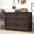 thumbnail image 1 of REDAYFUR Chest of Drawers, 6 Drawers Dresser for Bedroom, Wide Dresser for Closet, Wood Vintage Dresser, Dresser Organizer for Bedroom, Living Room, Hallway | Espresso, 1 of 8