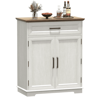 REDAYFUR Kitchen Storage Cabinet with Drawer, Buffet Cabinet with Storable Door, Modern Floor Sideboard, Freestanding Cabinet for Living Room, Entryway, Dining Room | White