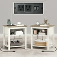 thumbnail image 1 of REDAYFUR Set of 2 End Table with Sliding Top Storage,Wooden Nightstand with Charging Station for Bedroom,White, 1 of 10