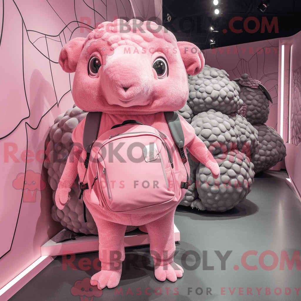 REDBROKOLY mascot character of a Pink Glyptodon dressed with a Mini ...