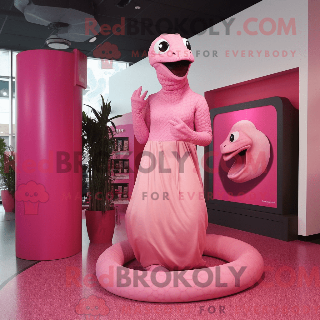 REDBROKOLY mascot character of a Pink Titanoboa dressed with a Wrap ...