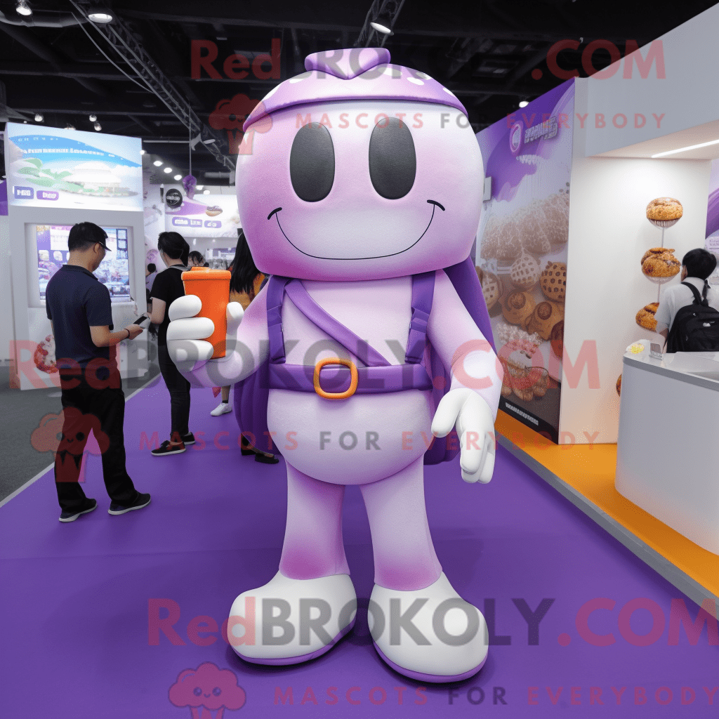 REDBROKOLY mascot character of a Purple Ice Cream dressed with a ...