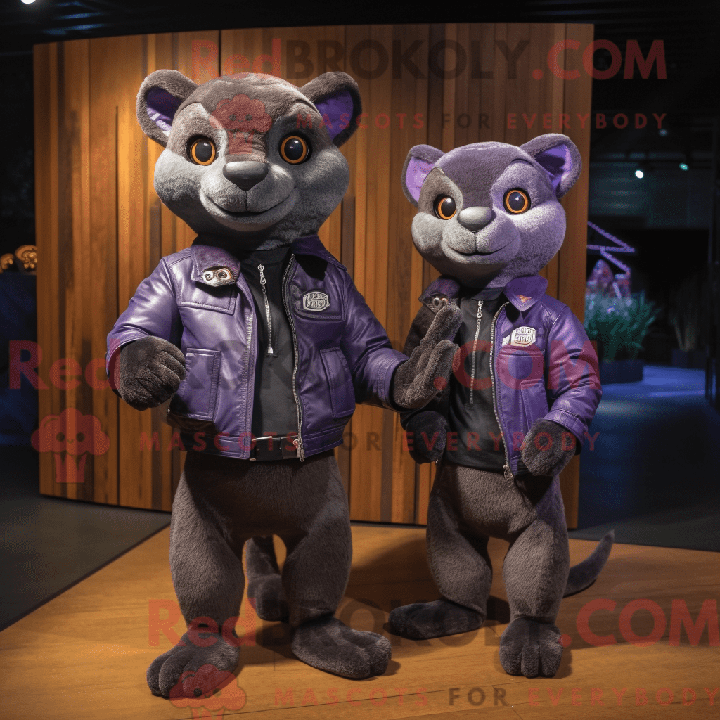 REDBROKOLY mascot character of a Purple Jaguarundi dressed with a ...