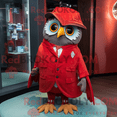 REDBROKOLY mascot character of a Red Owl dressed with a Coat and ...