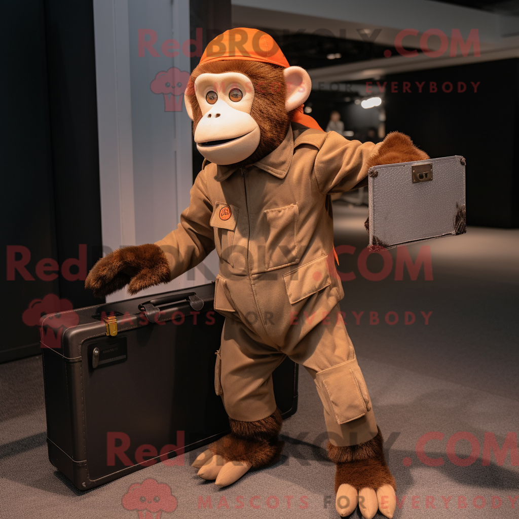 REDBROKOLY mascot character of a Rust Monkey dressed with a Jumpsuit ...