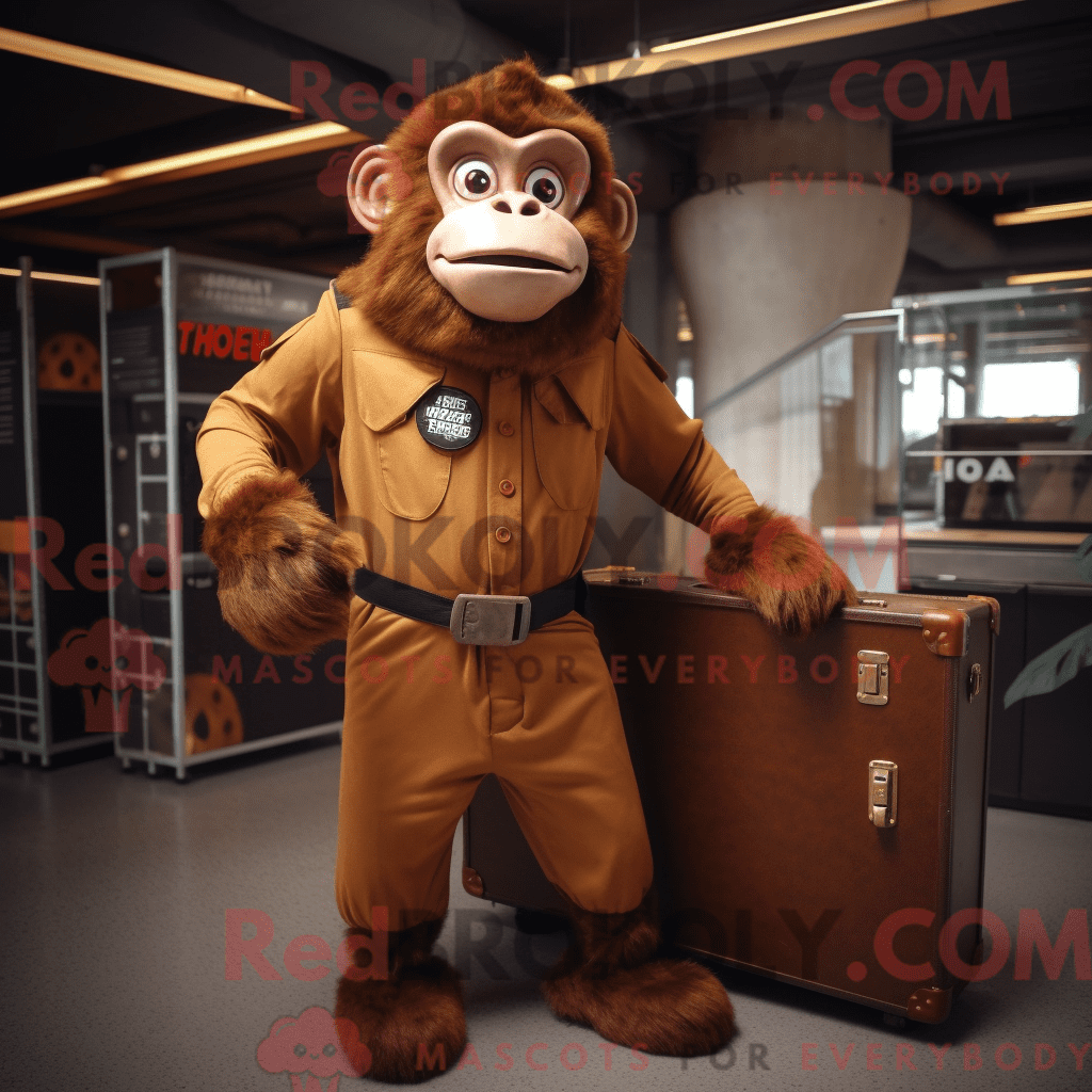 REDBROKOLY mascot character of a Rust Monkey dressed with a Jumpsuit ...