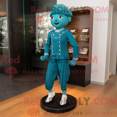 thumbnail image 1 of REDBROKOLY mascot character of a Teal Irish Dancing Shoes dressed with a Culottes and Lapel pins, 1 of 1