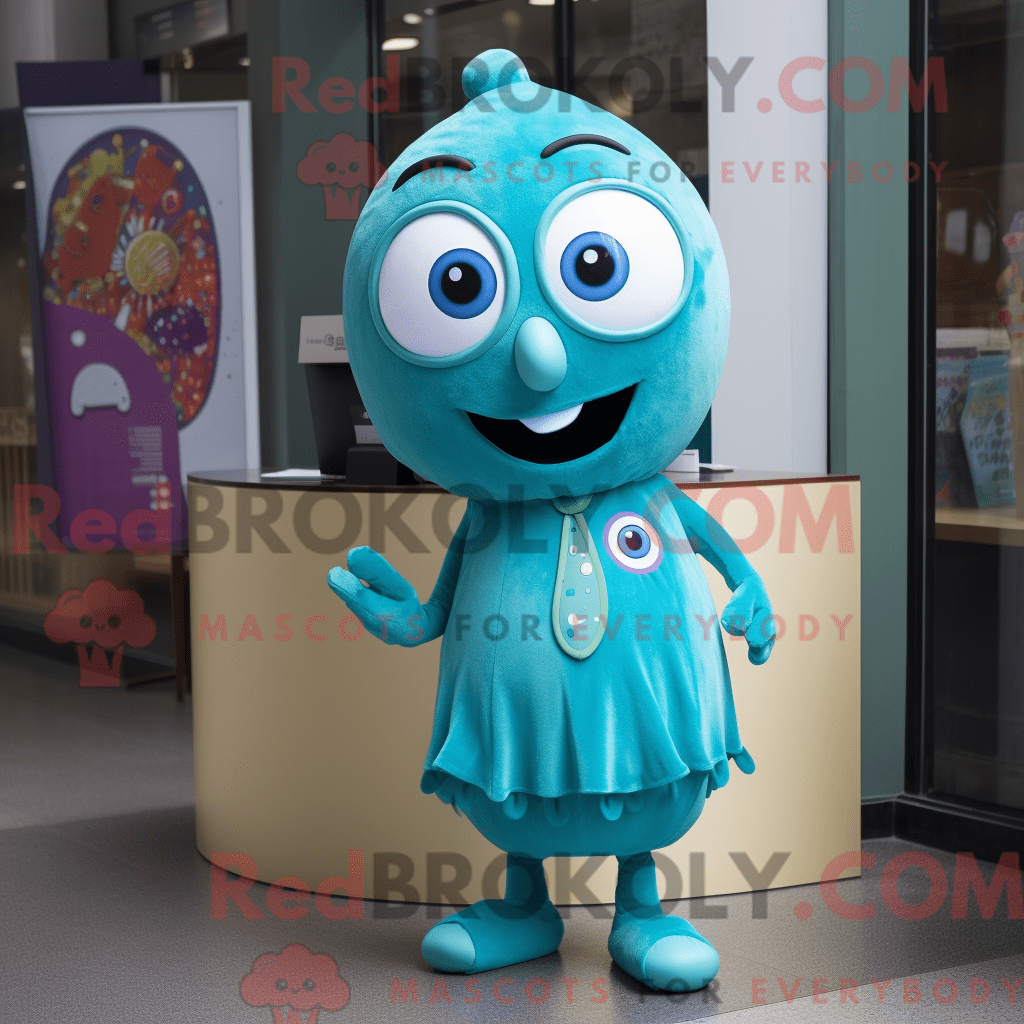 REDBROKOLY mascot character of a Turquoise Pendant dressed with a Mini ...