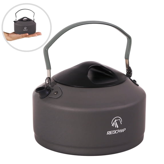 REDCAMP 0.9L Small Outdoor Camping Kettle, Aluminum Water Pot with Carrying Bag, Compact Lightweight Tea Kettle