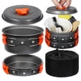 thumbnail image 1 of REDCAMP 11 PCS Camping Cookware Mess Kit, 800ml (28oz) Backpacking Camping Pot+Pan Set, Lightweight and Compact Cookware for Hiking, Picnic and Camping, Red, 1 of 7