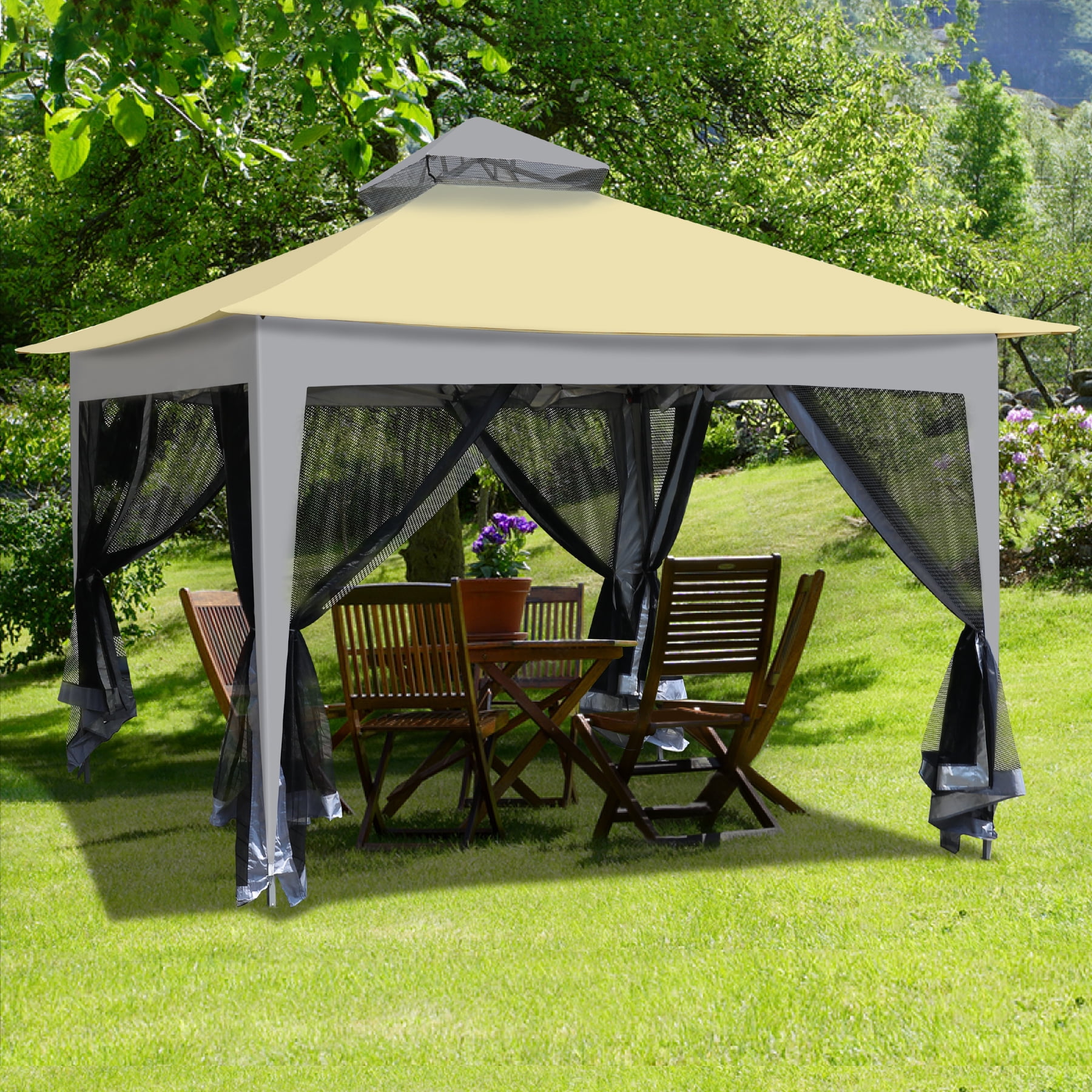 REDCAMP 11x11ft Gazebo with Mosquito Netting,Outdoor Instant Gazebo Pop