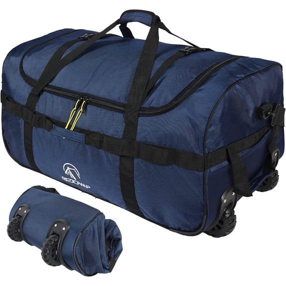 Redcamp 120L Collapsible Folding Duffle Bag with Rollers and Wheels, Large Travel Duffel