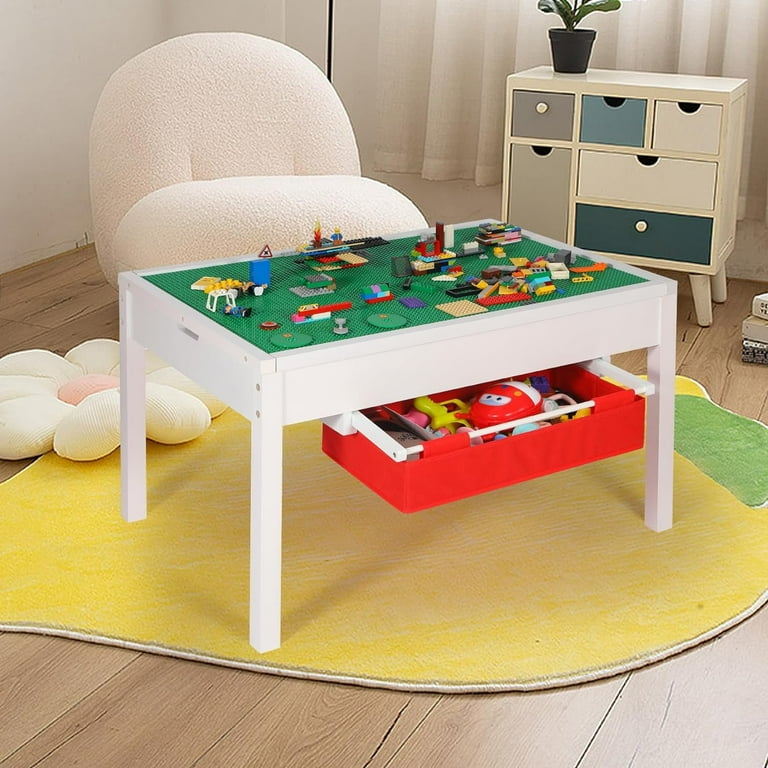 REDCAMP in Kids Activity Table with Storage Drawers, Wooden