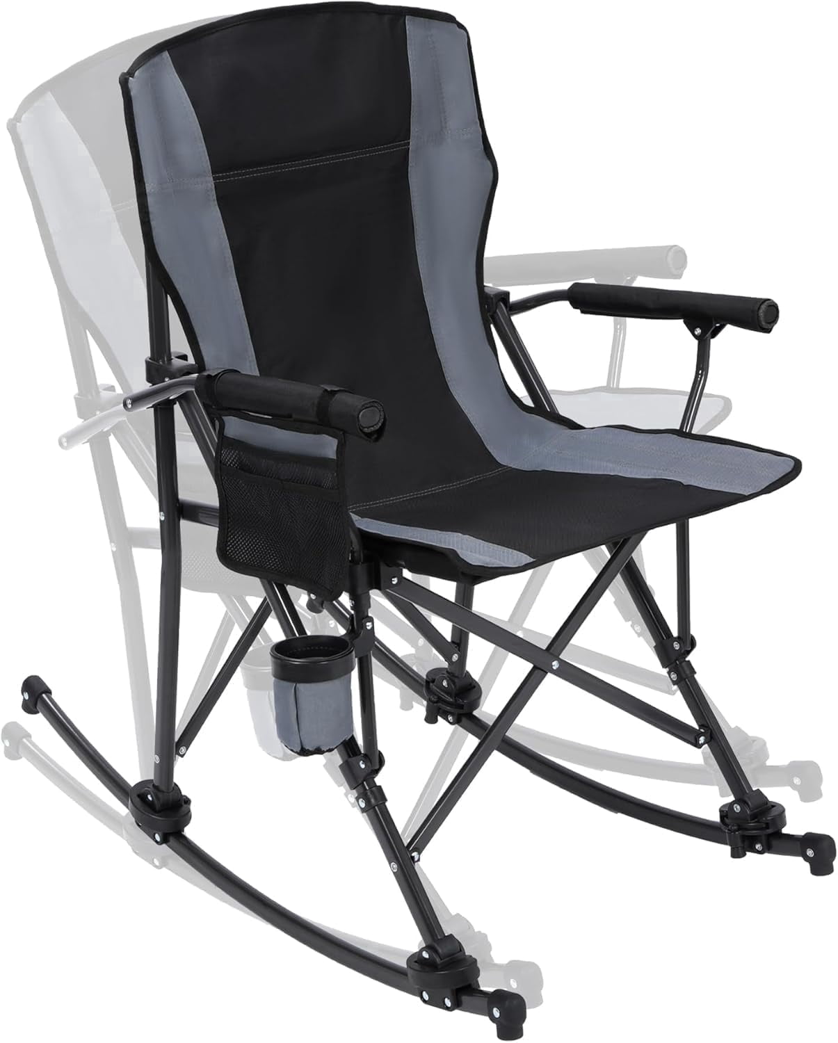 REDCAMP 2 in 1 Oversized Folding Rocking Camping Chair with Removable Rockers, Portable Rocker with High Back Hard Armchair for Patio Lawn Outdoors