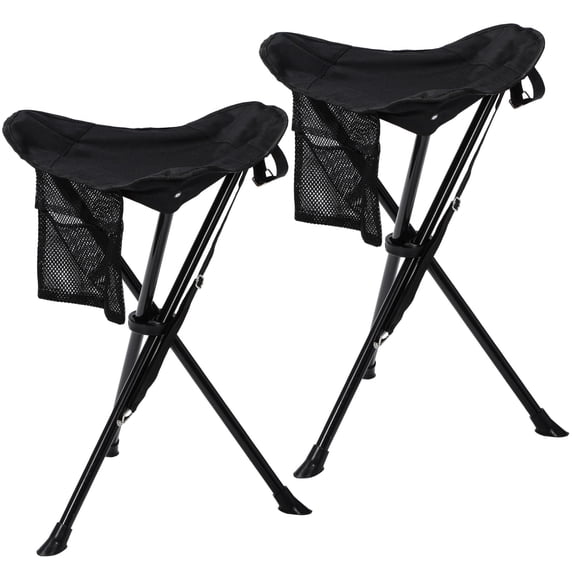 REDCAMP 2-Pack Extra Tall Folding Tripod Stools for Adults – Lightweight Portable Camping, Fishing, Backpacking, and Travel Chairs, Black