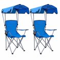 thumbnail image 1 of REDCAMP 2 Pack Portable Camping Chair with Canopy Heavy Duty Outdoor Folding Chair with Shade 600D Oxford for Beach Fishing Lawn Picnic Blue, 1 of 8