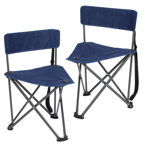 REDCAMP 2-Pack Tripod Chairs Folding, Lightweight Portable Tripod Seat Stool with Back, Small Camping Chairs for Adults Outdoor Backpacking, Blue