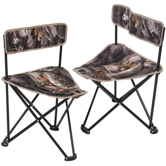 REDCAMP 2-Pack Tripod Hunting Chairs for Blinds, Portable Folding Hunting Stool with Back, Camo Camping Chair Adults for Camping Hiking Fishing