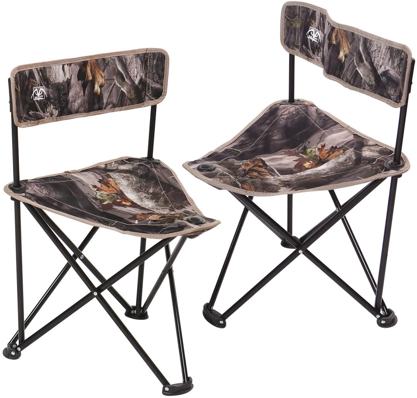 REDCAMP 2-Pack Tripod Hunting Chairs for Blinds, Portable Folding Hunting  Stool with Back, Camo Camping Chair Adults for Camping Hiking Fishing 