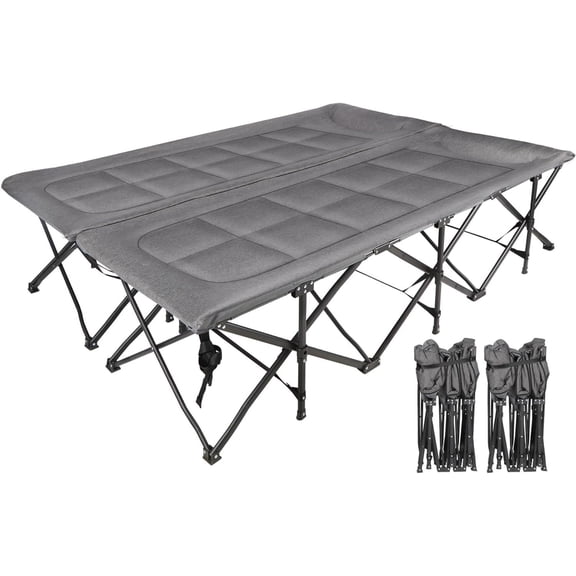 REDCAMP 2 Person Folding Camping Cots for Adults 500lbs Heavy Duty, 59" Extra Wide Oversized Xxxl Sleeping Cots Portable for Outdoor Indoor Office