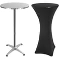 thumbnail image 1 of REDCAMP 24" Cocktail Table with Black Cover, Folding Round Bar Table Pub Table with Flip-Up Top for Parties Restaurant, 30"/45" Two Heights Adjustable, 1 of 12