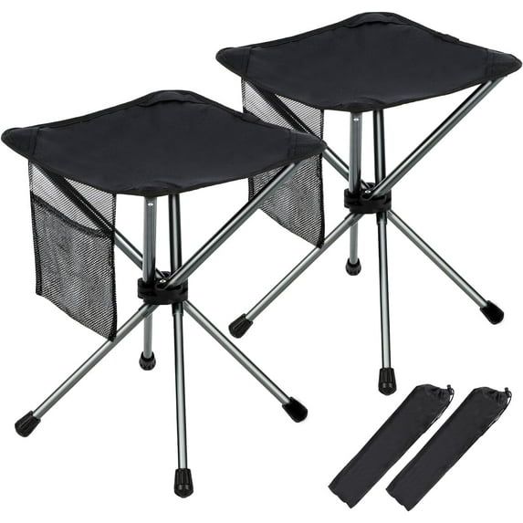 REDCAMP 2PCS Camping Stool,Small Folding Chair,15.7" Lightweight Folding Stool Compact Backpacking Stool with Carry Bag