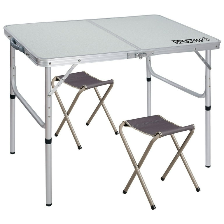 REDCAMP 3 Ajustable Folding Table with 2 chairs Centerfold