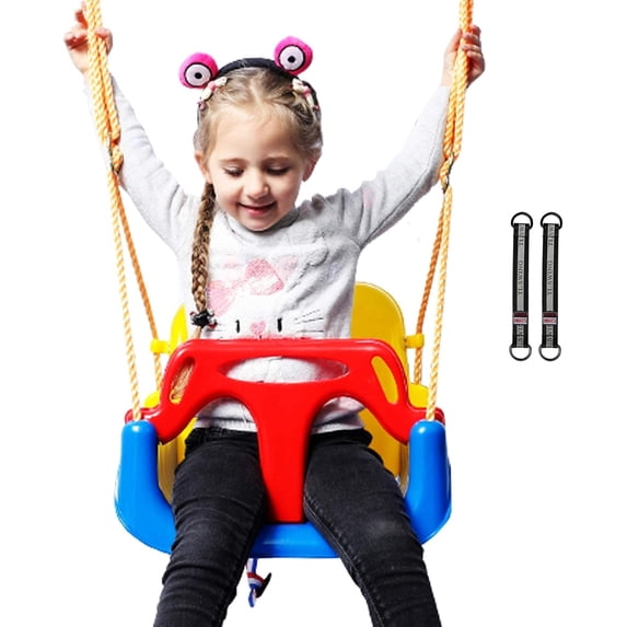 REDCAMP 3-in-1 High Back Baby Swing Seat, Toddler Swing, Indoor Outdoor, Adjustable Height, Anti-Flip, Kids Tree Swing Seat for Outside Playground