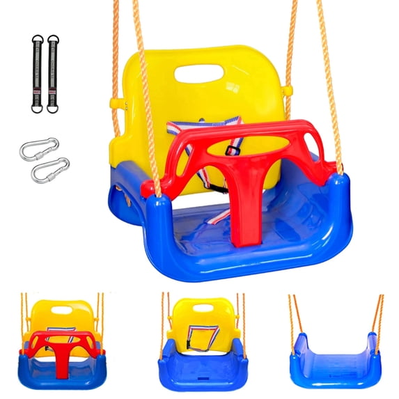REDCAMP 3-in-1 High Back Baby Swing Seat, Toddler Swing, Indoor Outdoor, Adjustable Height, Anti-Flip, Kids Tree Swing Seat for Outside Playground