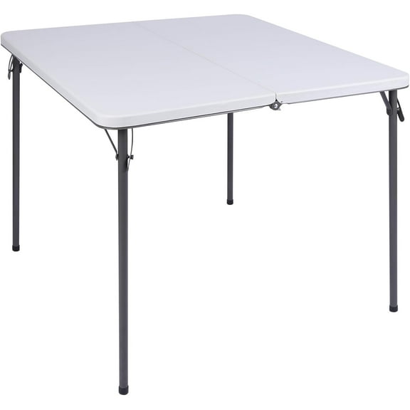 REDCAMP 34" Folding Card Table Square with Resin Top, Lightweight Portable Fold in Half Small Card Table for Adults Outside Outdoor Indoor Use (White)