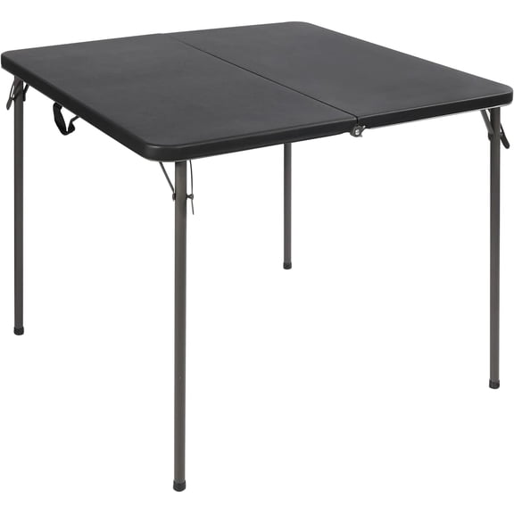 REDCAMP 34" Square Folding Card Table with Resin Top, Portable Fold in Half Small Card Tables with Collapsible Legs for Adults Indoor Outdoor Use, Black