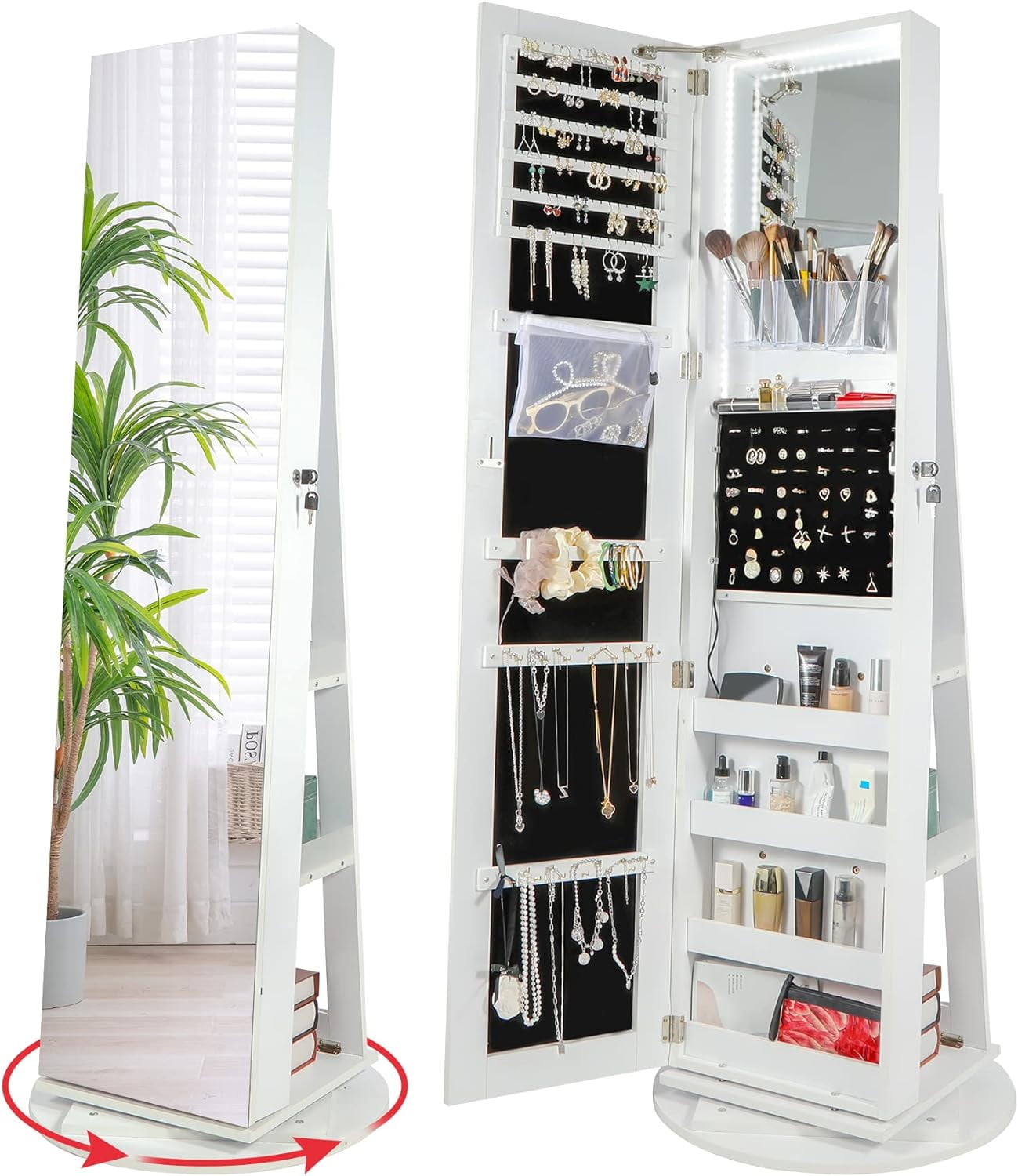 REDCAMP 360° Swivel Jewelry with FullLength Mirror, Standing